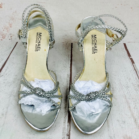 MICHAEL Michael Kors silver wedge sandal 81/2 M - Picture 2 of 6